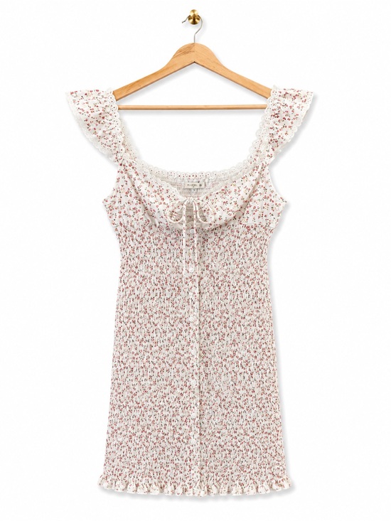 O.Vianca Dresses & Skirts - O. Vianca Romantic Floral Smocked Mini Dress Coquette Size Large